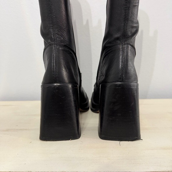 ASOS Black Leather Y2K Heeled Boots - Picture 7 of 9